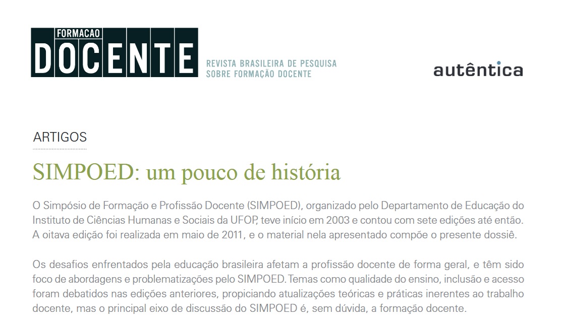 Capa: Um pouco de história do SIMPOED